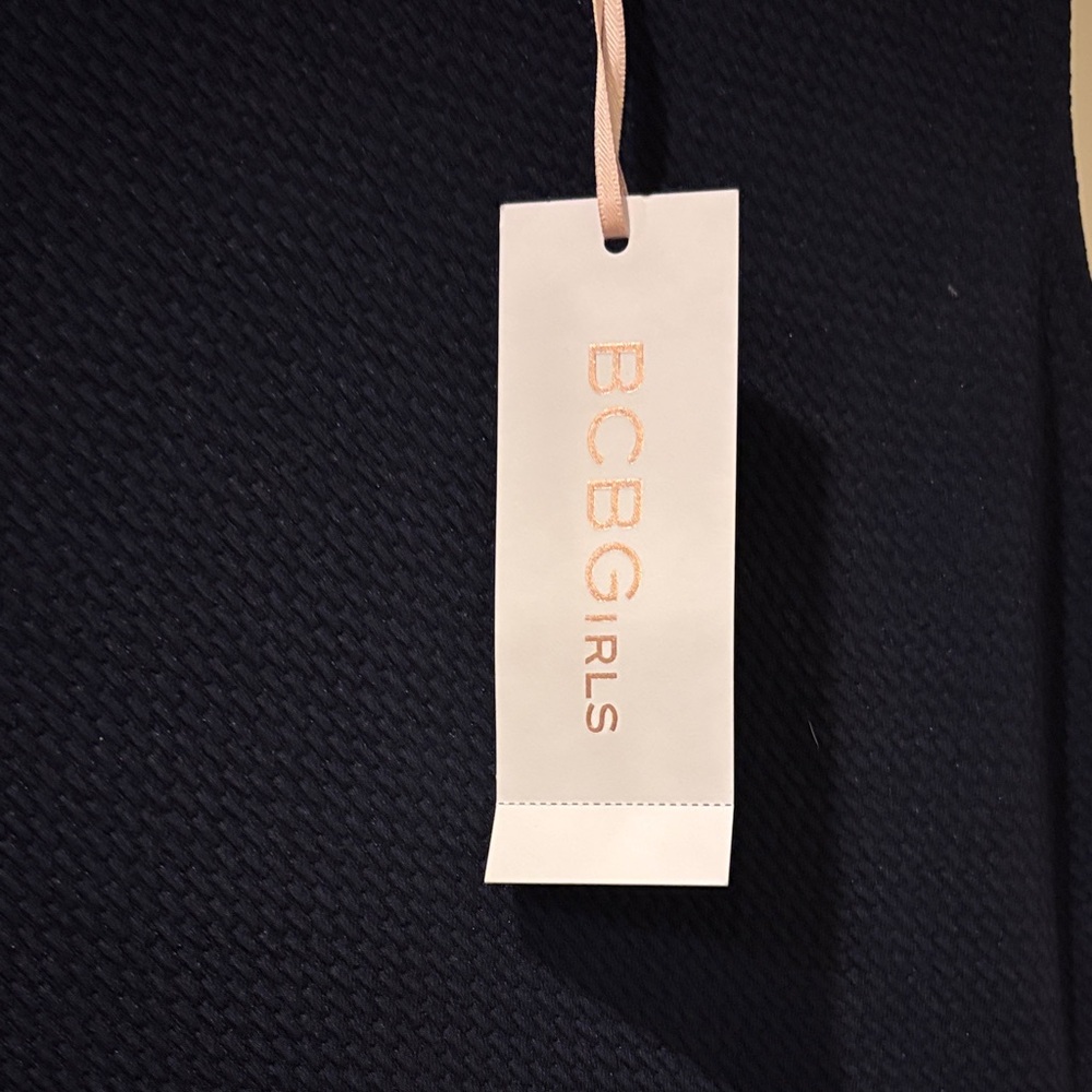 BCBG Elegant Navy Dress with White Stripes - Picture 4 of 4